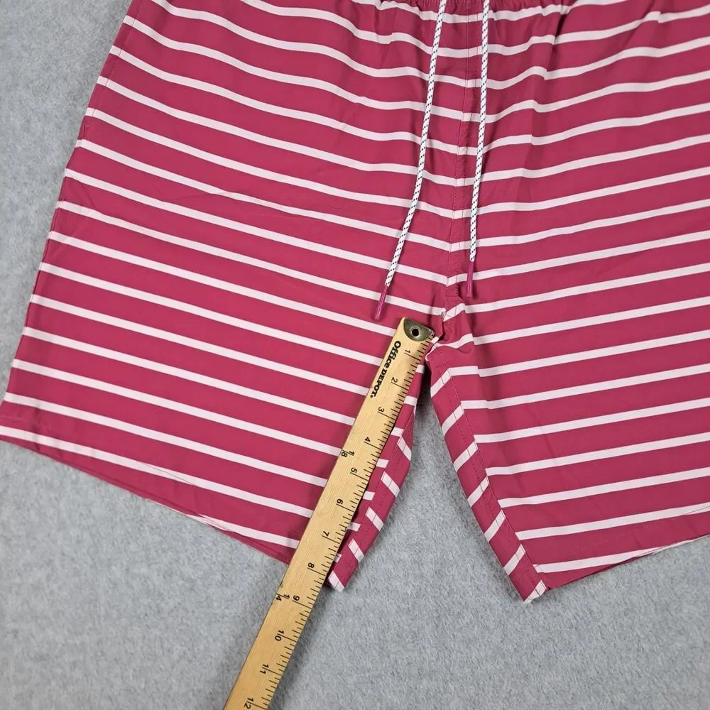 Bonobos Swim Shorts Mens 34 Striped Trunks Beach Board Shorts 9” Pinkish Red